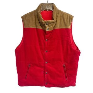 Castaway Nantucket Vest Mens XL Puffer Reversible Nylon Corduroy Red Outdoor